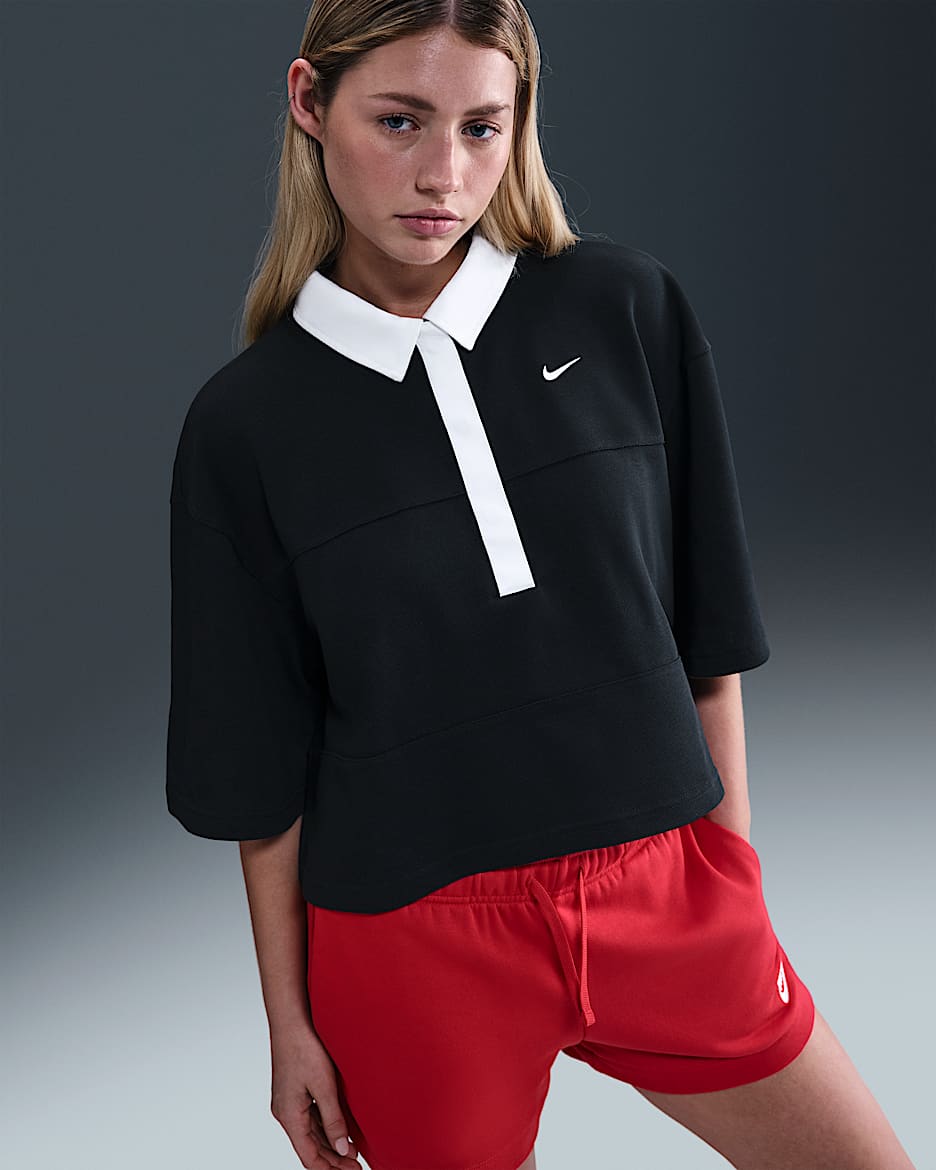 Nike Sportswear Women's Oversized Short-Sleeve Polo Top. Nike IL